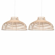 Set of 2 Katrina - Rattan Dome Pendant Lightshades | Cream | Large | 2