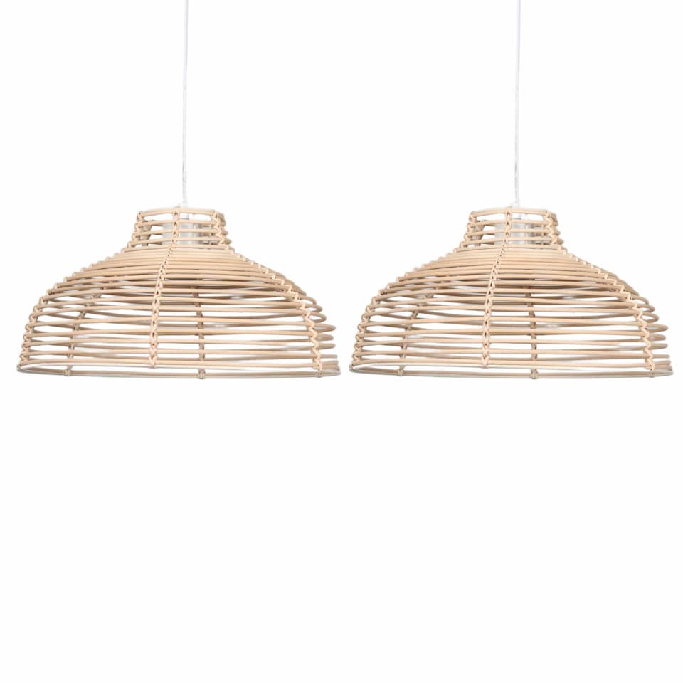 image 1 of Set of 2 Katrina - Rattan Dome Pendant Lightshades | Cream | Large | 2