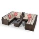 image 2 of Havana 8 Seat Rattan Sofa Set with Armrest and Ice Bucket Coffee Table | Brown | Brown