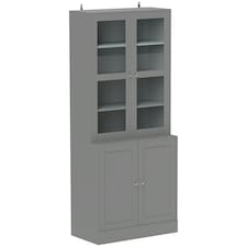 HOMCOM Modern Bookcase Display Storage Cabinet Grey