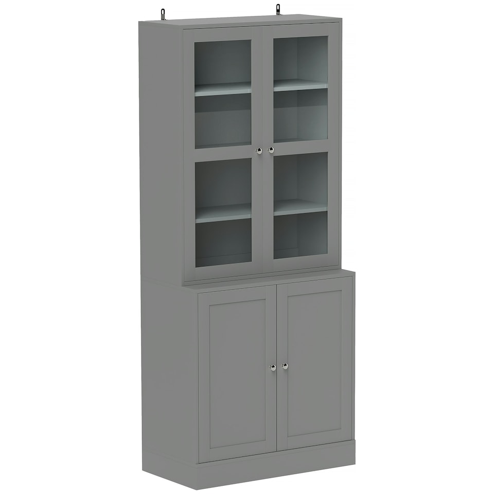 image 1 of HOMCOM Modern Bookcase Display Storage Cabinet Grey