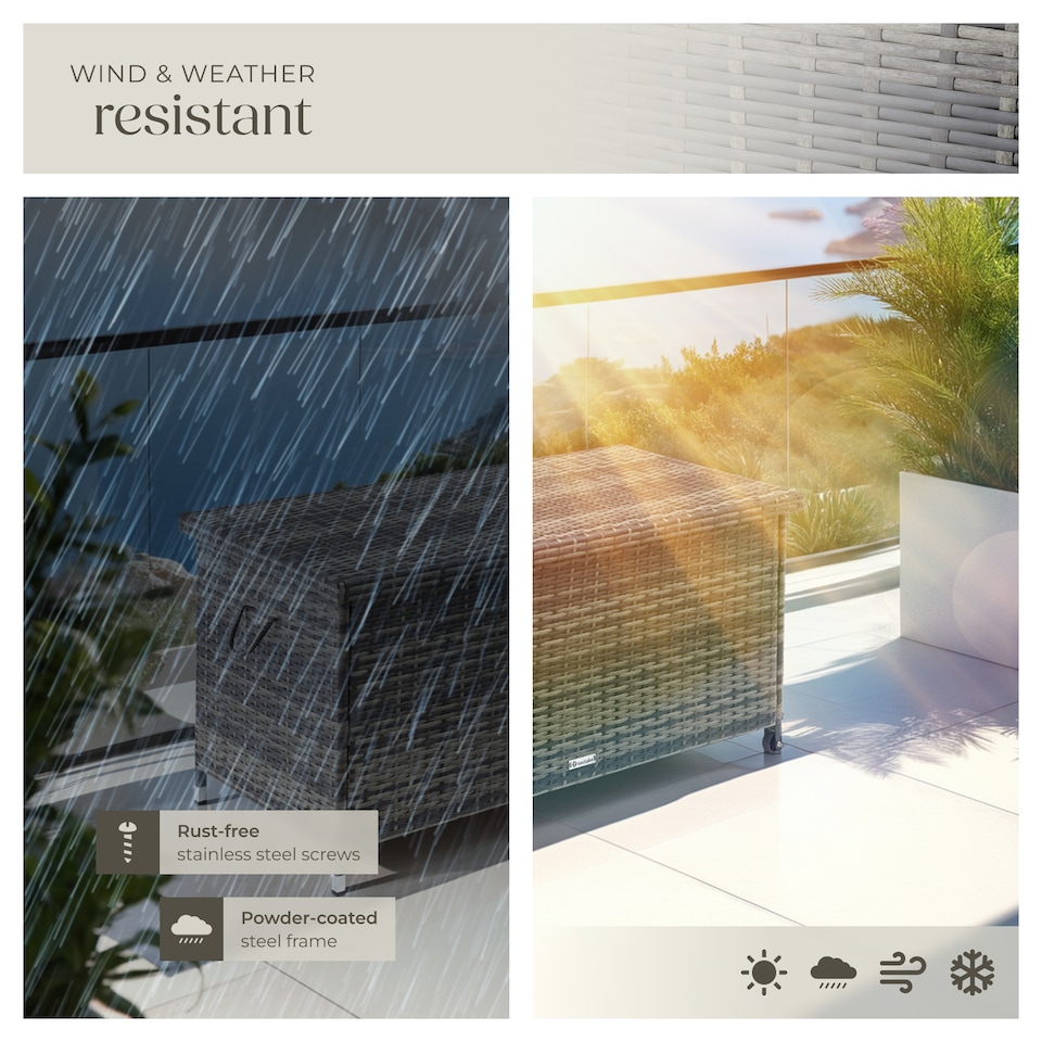 image 1 of Storage Box Kiruna - rattan garden furniture cushion storage 120 x 55 x 61.5 cm | Grey | grey | 121 x 56 x 60 cm | 1