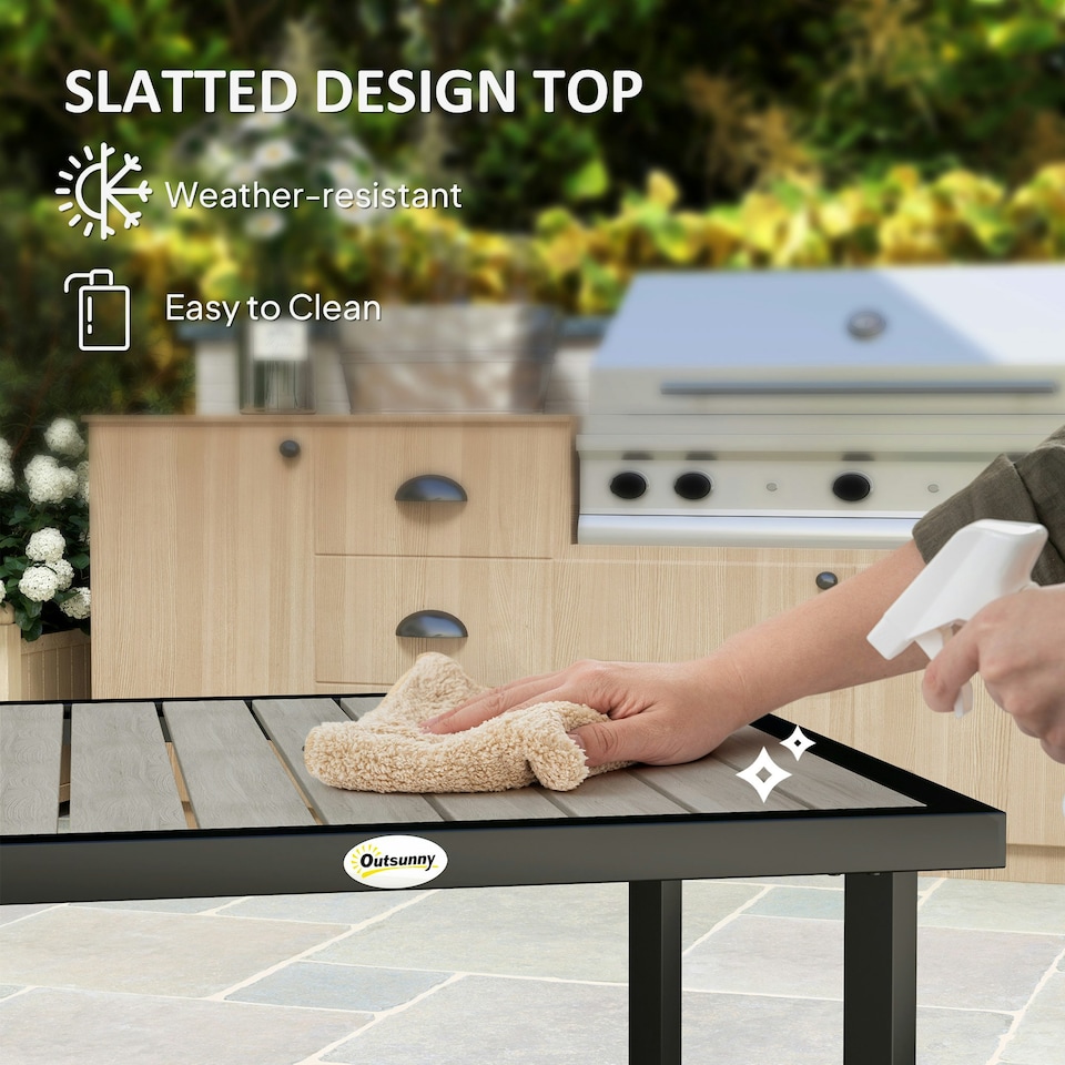 image 1 of Outsunny Garden Table for 4 Person with 5.4cm Parasol Hole