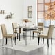 image 2 of Yaheetech Set of 4 Fabric Upholstered Dining Chairs with Solid Wood Legs | Multi | Khaki