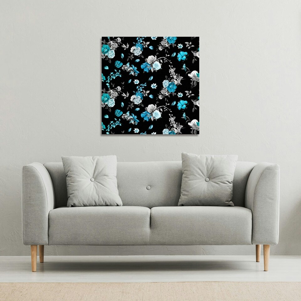image 1 of Blue Roses (Canvas Print) 114 x 114 x 4cm