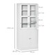 image 5 of HOMCOM Modern Bookcase with Glass Doors, Display Storage Cabinet with Adjustable Shelves for Living Room, Study, Home Office, Kitchen Cupboard with Small Open Counter, White