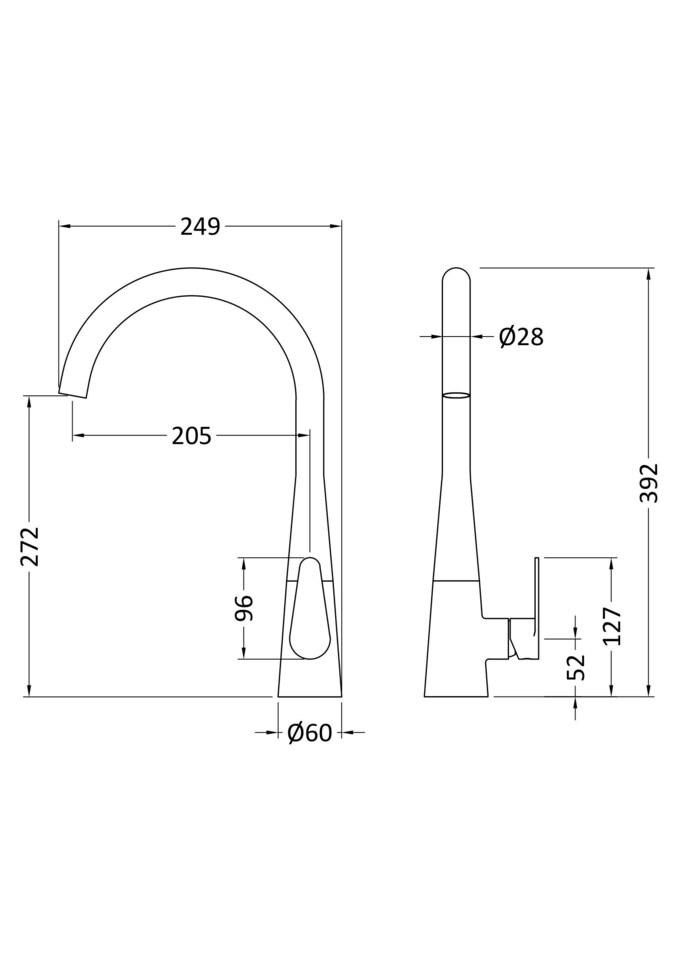 image 1 of Situla Kitchen Mono Mixer Tap Single Lever Brushed Brass 398mm | Copper | Brushed Brass | 1