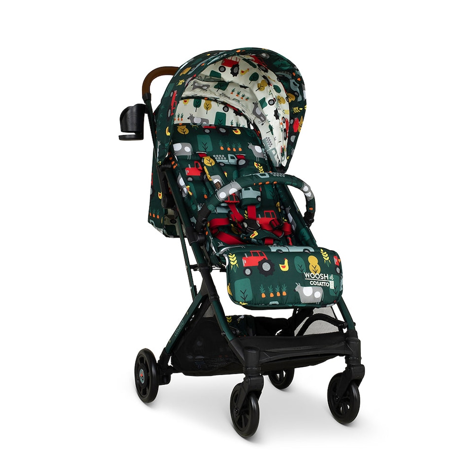 image 1 of Cosatto Woosh 4 Stroller Lightweight Compact Pushchair from Birth, UPF100+ Hood, Raincover | Green | Old Macdonald
