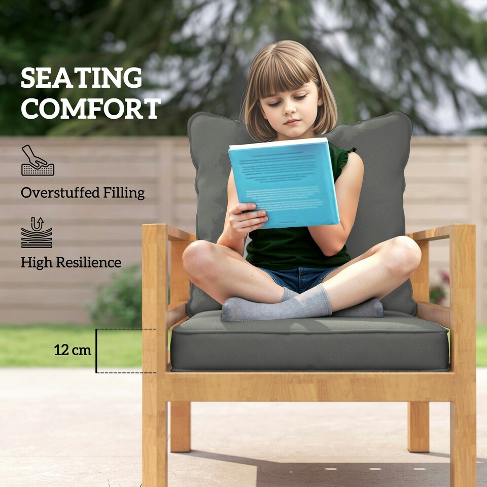 image 1 of Outsunny Garden Chair Cushion with Seat & Back Pad, CUSHION ONLY 