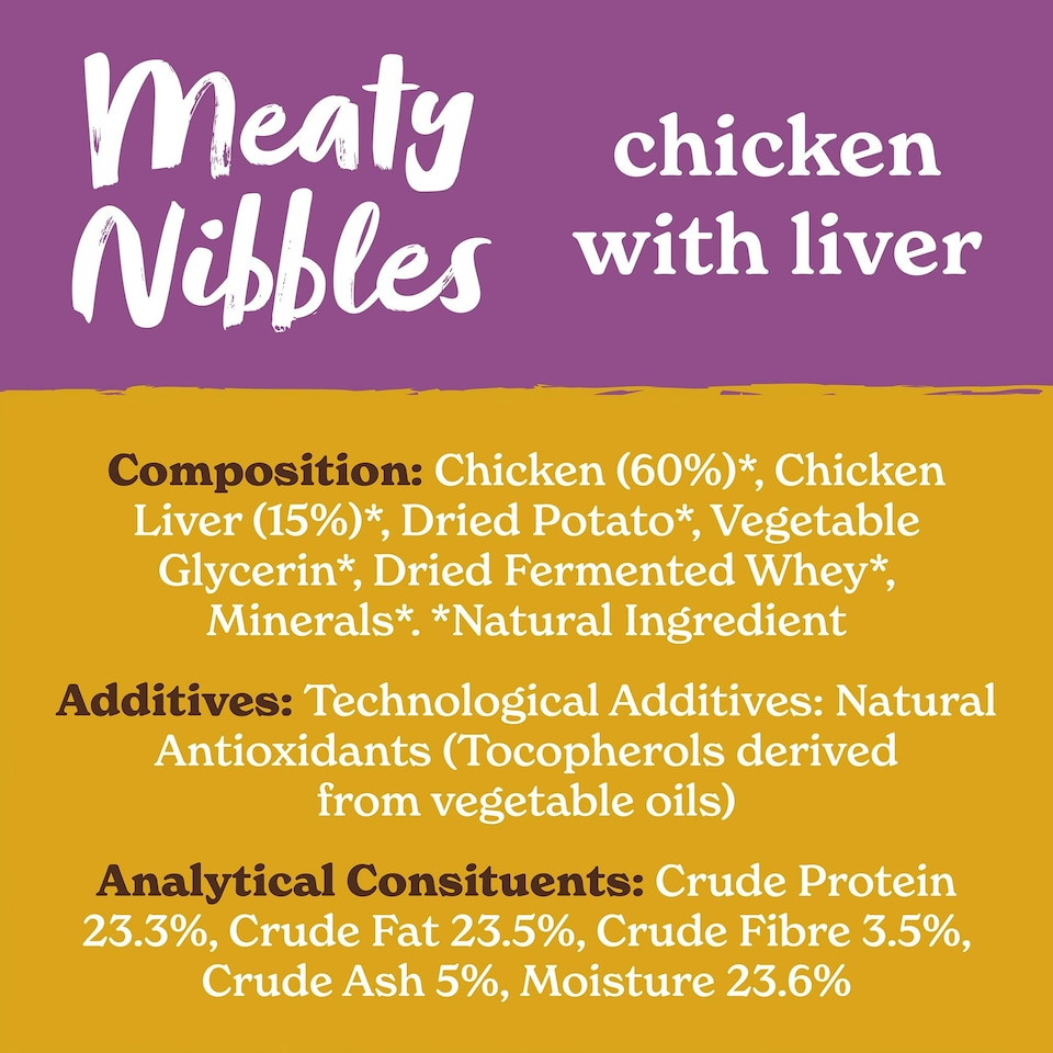 image 1 of Meaty Nibbles Chicken & Liver Dog Treats (4x70g)