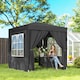 image 2 of Outsunny 2 x 2 m Garden Pop Up Gazebo, Wedding Party Tent Marquee, Water Resistant Awning Canopy with Sidewalls, Windows, Carry Bag, Black