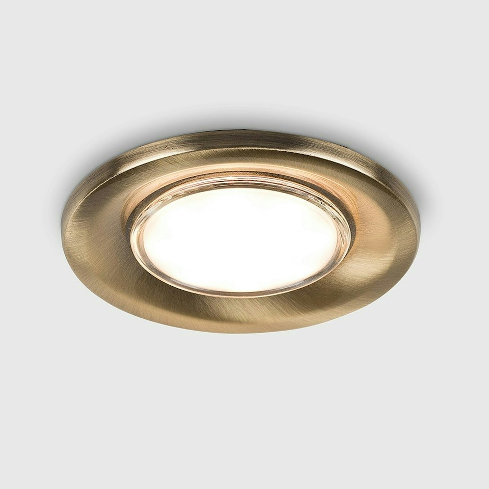 image 1 of ValueLights 6 Pack Fire Rated Antique Brass GU10 Recessed Ceiling Downlights Spotlights