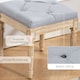 image 3 of HOMCOM Vintage Foot Stool with Wood Legs, Light Grey | Grey | Light Grey