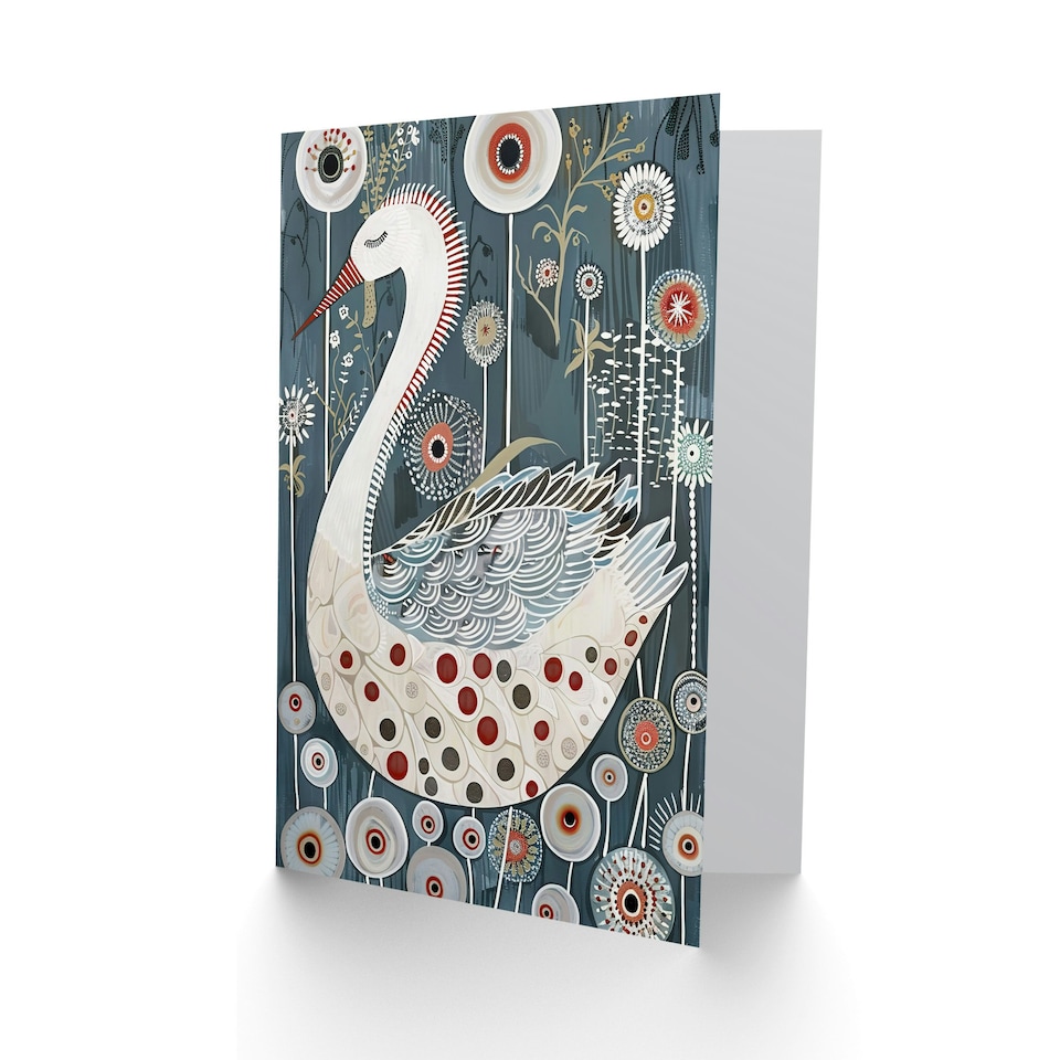 image 1 of Animal Lover Bird Folk Pattern Circles Him Her Birthday Card