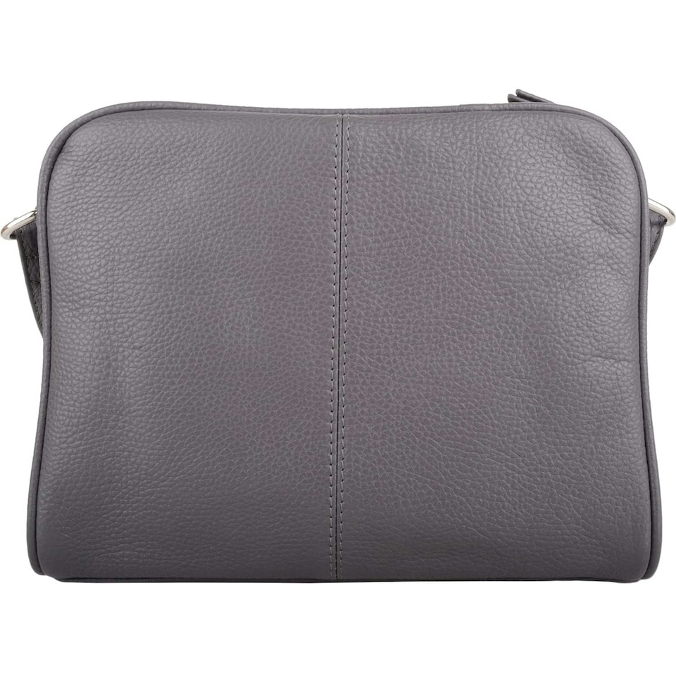 image 1 of Genuine Soft Leather Crossbody Shoulder Handbag with Suede Panelling Grey | Dark Grey