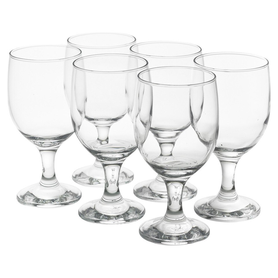 image 1 of 335ml Clear Footed Stemmed Beer Glasses Set of 6