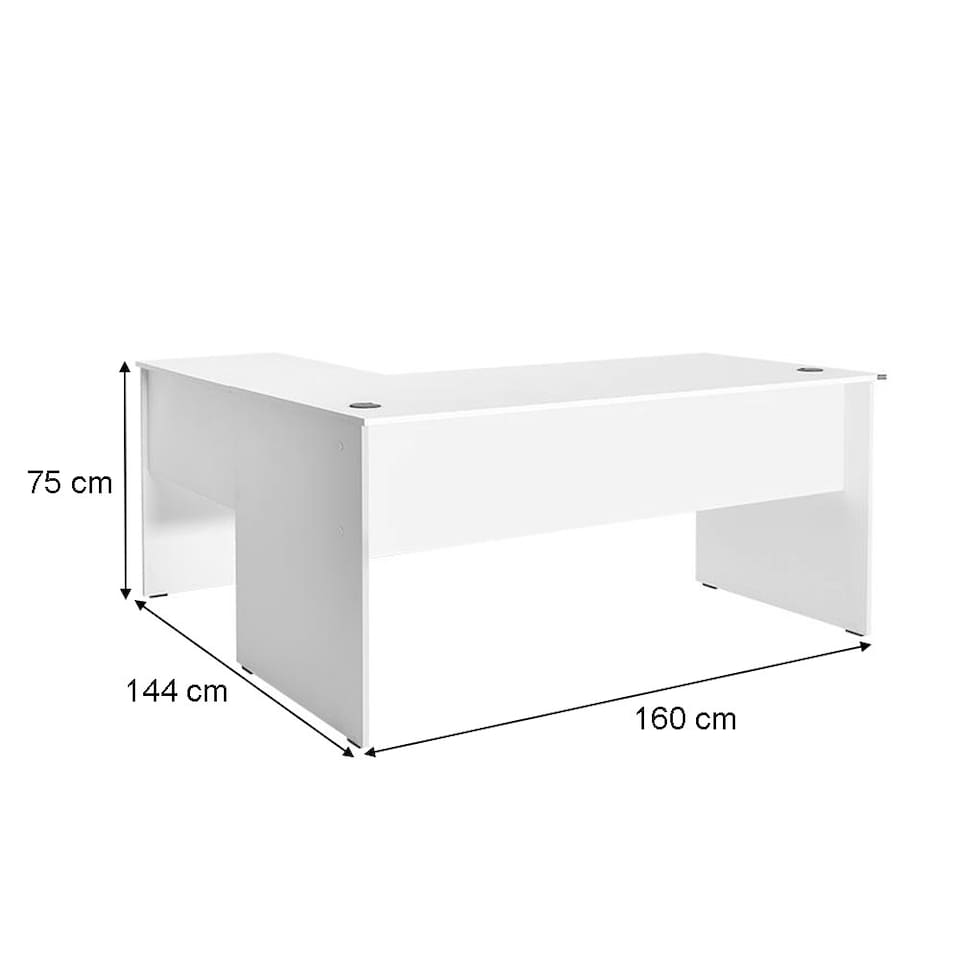 image 1 of Adore Rio Matt White Corner Desk - Large Reversible Office Desk White