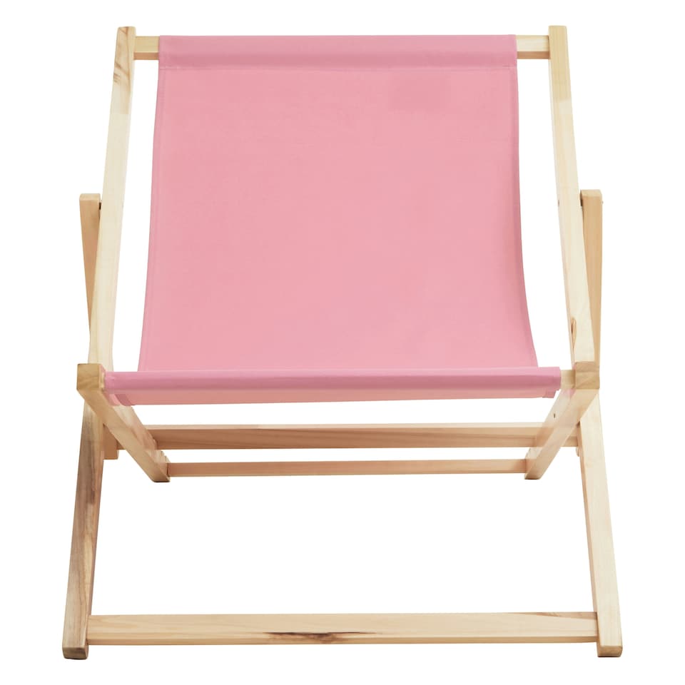 image 1 of Interiors by Premier Stylish Pink Deckchair, Adjustable Garden Chair, Ethically Sourced Lawn Chair, Sling Design Deck Chair