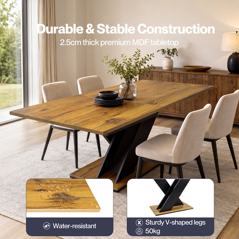 image 1 of Levede Extendable Dining Table Wooden 120 to 160CM for 4 to 6 Seats