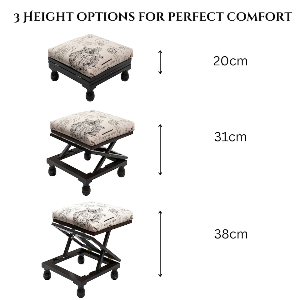 image 1 of Greenhurst Adjustable 3-Position Footstool with Padded Top, Mahogany Finish Brown | Mahogany