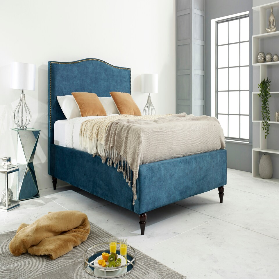 image 1 of Venezia Marble Single Bed Frame - Peacock