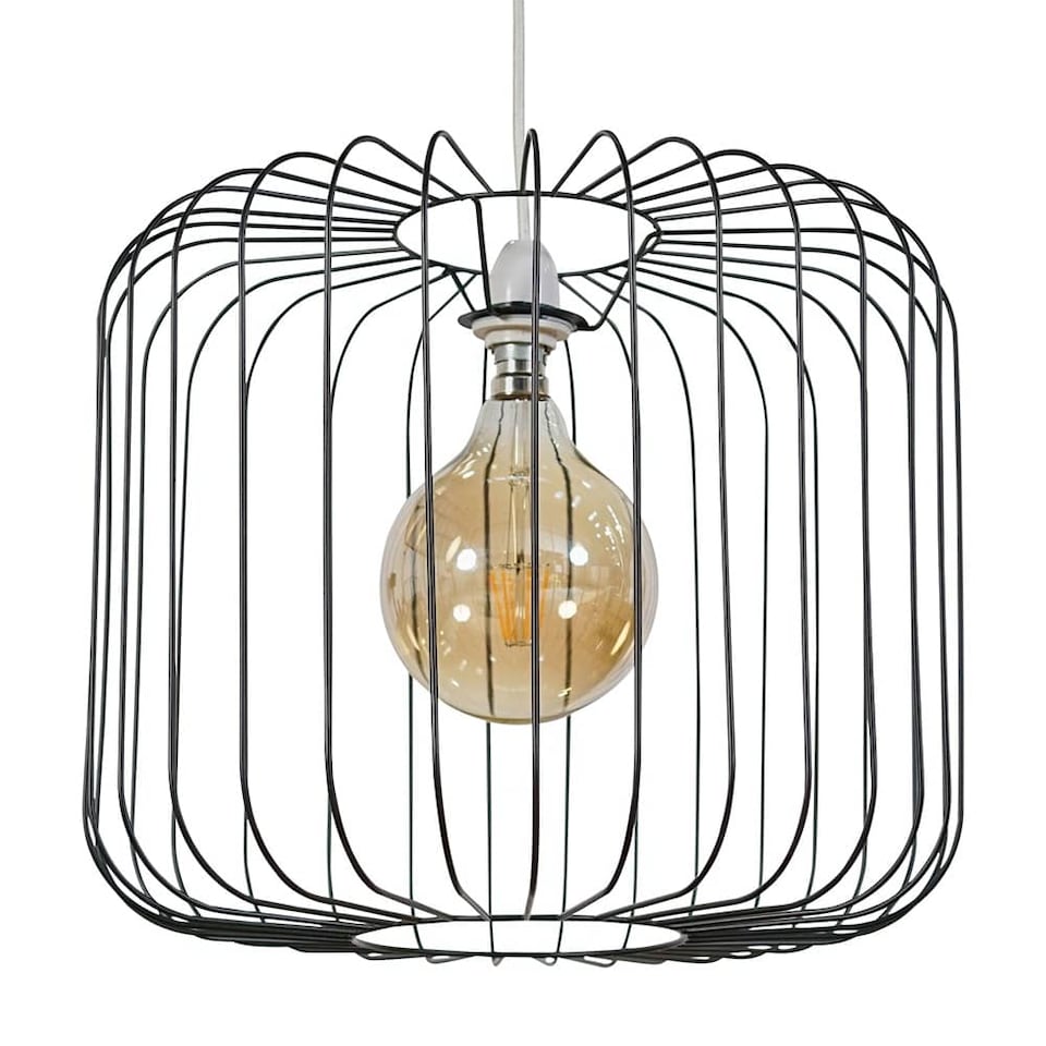 image 1 of ValueLights Ridgway Black Metal Wire Ceiling Light Shade