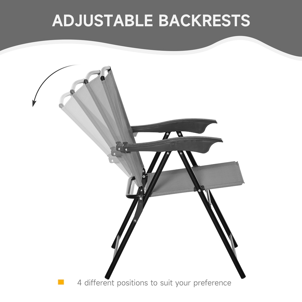 image 1 of Outsunny Patio Bistro Set Folding Chairs Garden Coffee Table for Balcony Grey