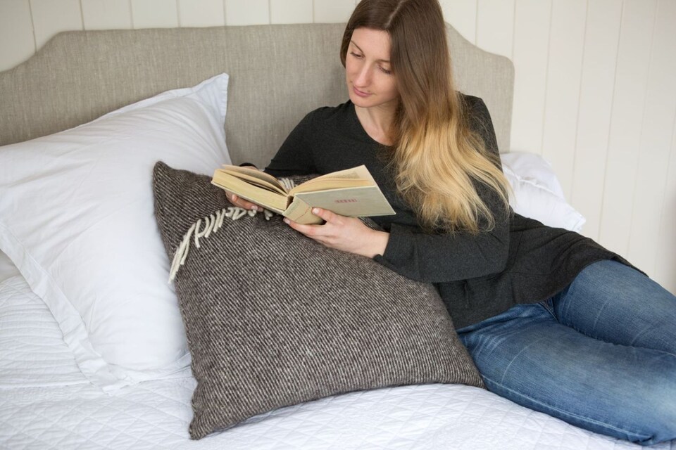 image 1 of Romney Marsh Wools, Fostum British Soft Wool Cushion, Pearl Drop Design