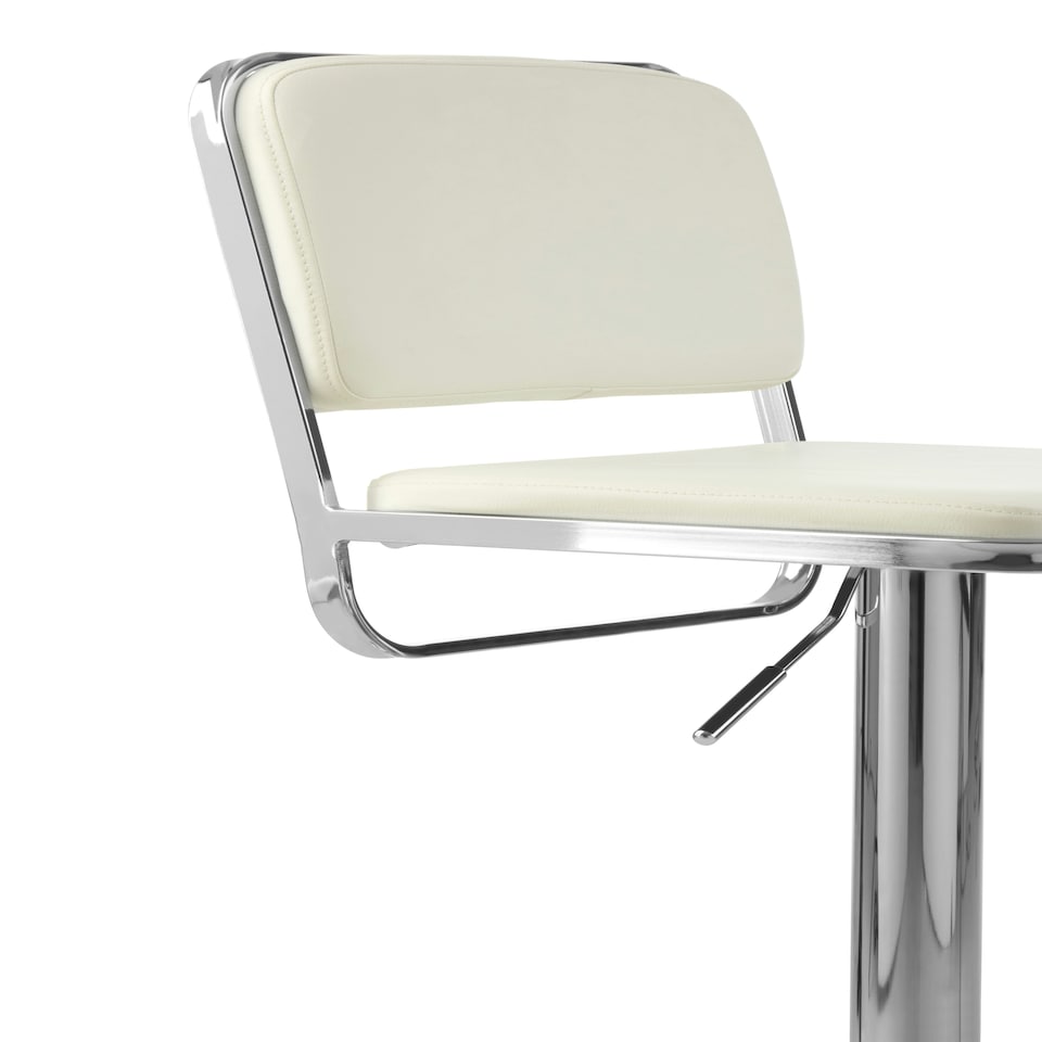 image 1 of Interiors by Premier White Seat And Chrome Base Bar Stool, Adjustable Height Kitchen Bar Stool, Footrest Swivel Barstool