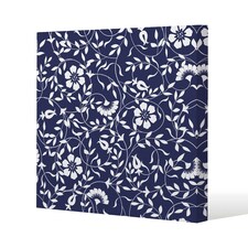 White Flowers on Navy (Canvas Print) 101 x 101 x 4cm