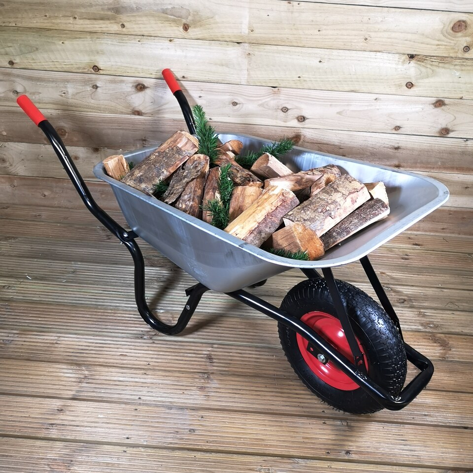 image 1 of 90 Litre 150kg Capacity Heavy Duty Galvanised Samuel Alexander Metal Garden Wheelbarrow with Pneumatic Tyre