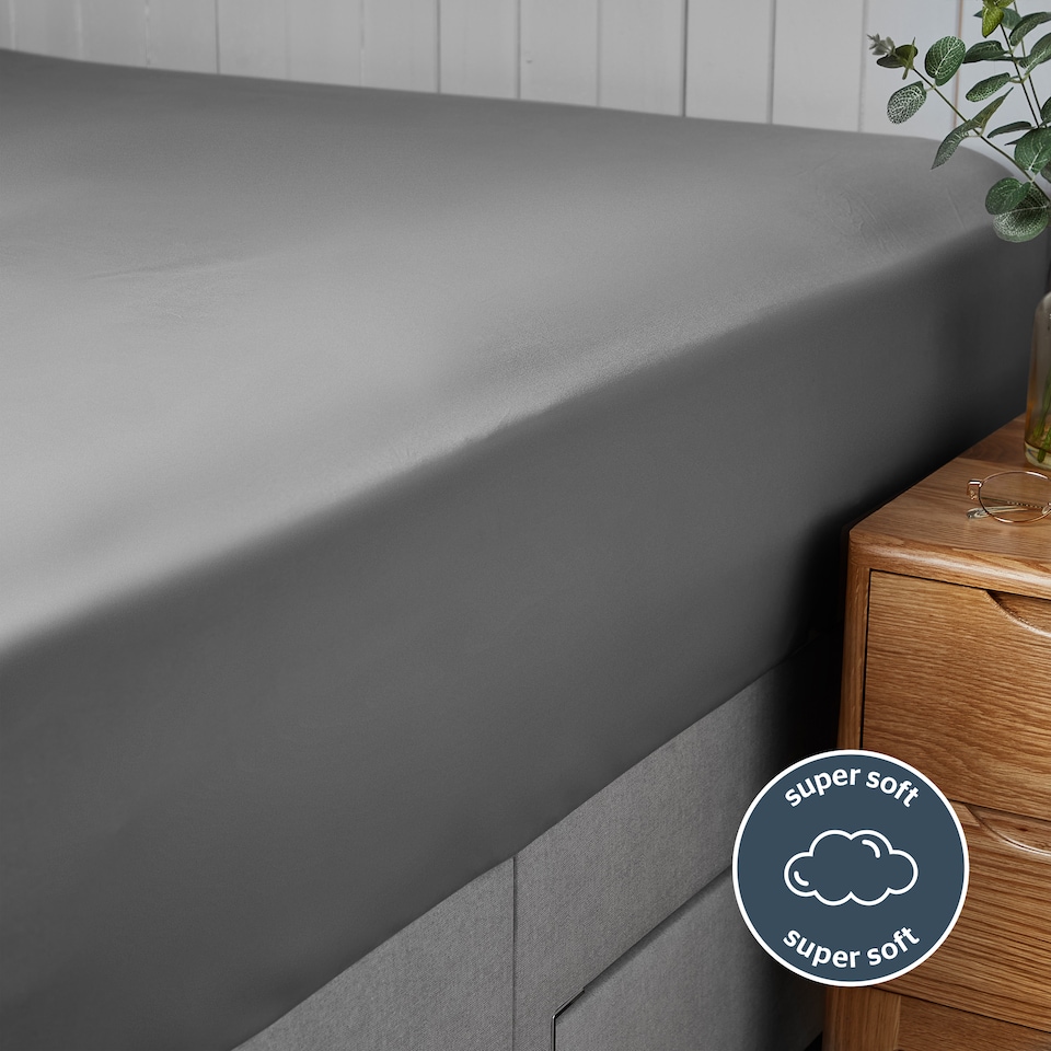 image 1 of Silentnight Supersoft Fitted Sheet, Charcoal