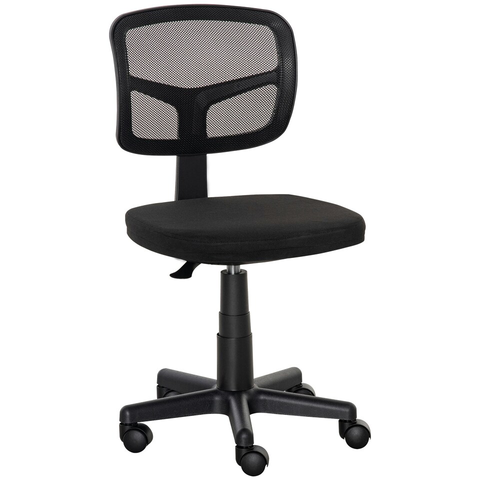 image 1 of Vinsetto Small Office Chair without Arms, Ergonomic Swivel Mesh Desk Chair | Black | One Size