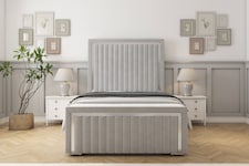 Sloomy Boston Chrome Silver Plush Bed Frame With Mattress With 50" Upholstered Headboard 6' Super King