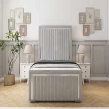 Sloomy Boston Chrome Silver Plush Bed Frame With Mattress With 50" Upholstered Headboard 6' Super King