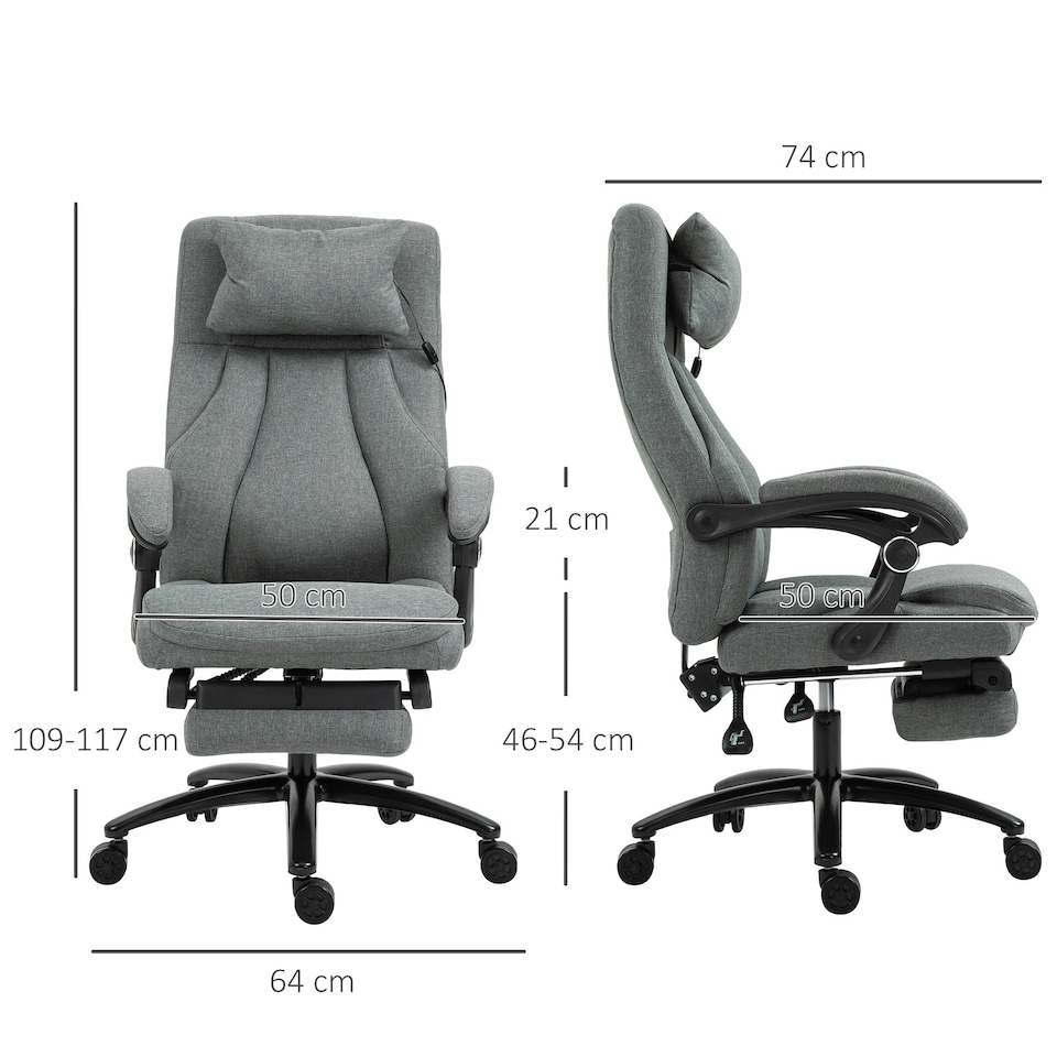 image 1 of Vinsetto Executive Office Chair with Vibration Massage Pillow USB Power Wheels