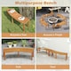 image 3 of COSTWAY Curved Fire Pit Bench Acacia Wood Patio Bench Brown