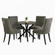 image 1 of Dark Grey Set of Four Studded Velvet Dining Chair with Ring Knocker Detail Grey | Dark Grey