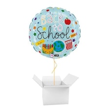 Back To School Round Foil Helium Balloon - Inflated Balloon in a Box