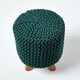 image 3 of Homescapes Forest Green Tall Cotton Knitted Footstool on Legs
