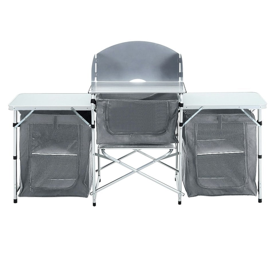 image 1 of Living and Home Camping Kitchen Stand Unit Portable Cabinet - Grey