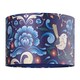 image 1 of Vivid Floral Midnight Blue Satin Fabric 12" Drum Lamp Shade with Bird Decoration