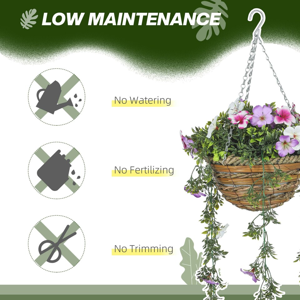 image 1 of HOMCOM Set of 2 Artificial Plants, Azalea Flowers in Basket