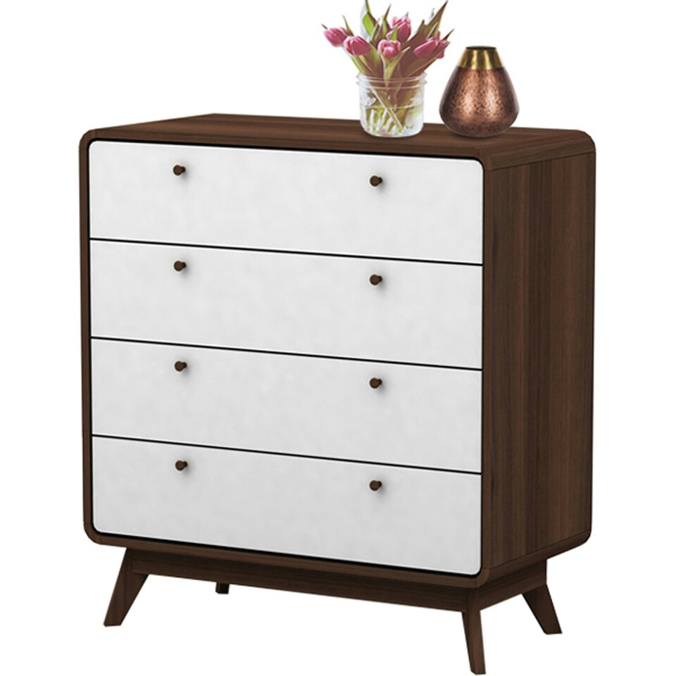 image 1 of LOFT24 Cassie 4 Drawer Dresser WalnutWhite Brown | Walnut/White