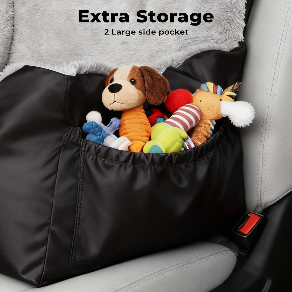 image 1 of Skylos Dog Car Seat Bed Pet Booster Travel Carrier with Safety Leash | Black | Black | 1