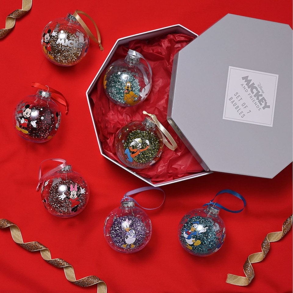 image 1 of Widdop Gifts Disney Mickey and Friends Set of 7 Christmas Tree Baubles