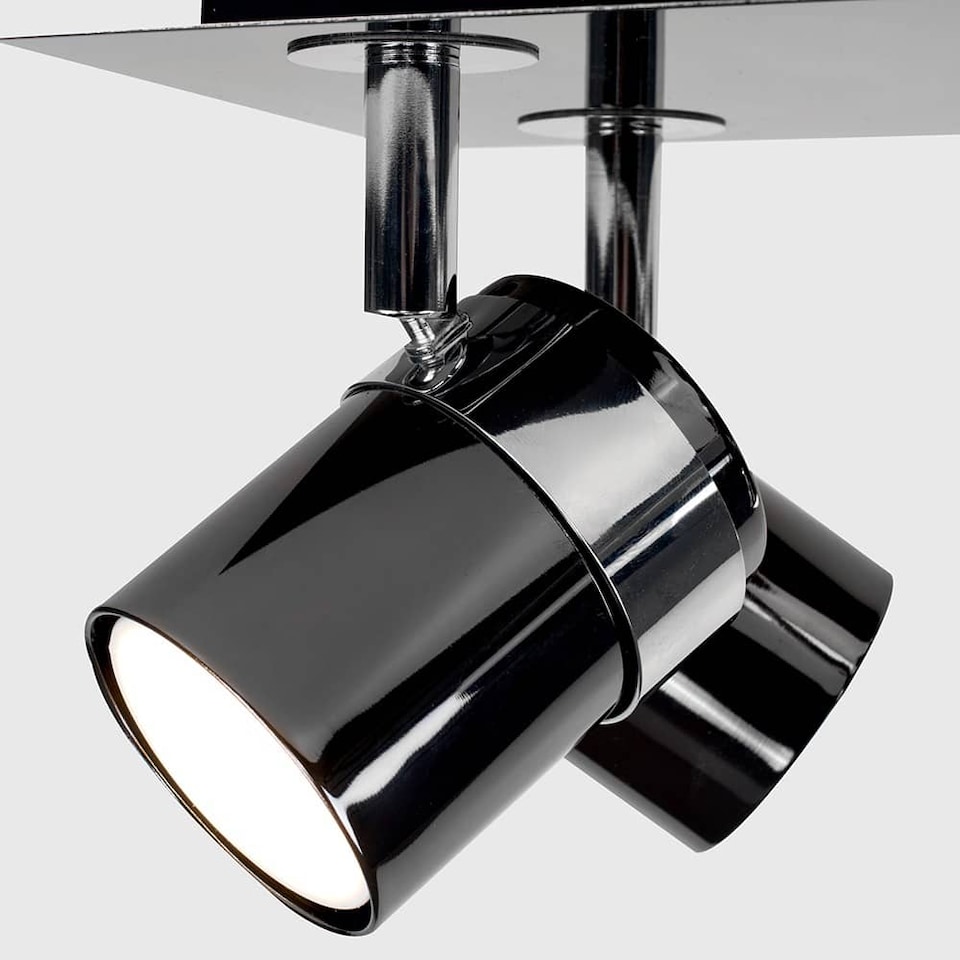 image 1 of ValueLights Rosie Rectangular 6 Way Black Chrome Adjustable Ceiling Spotlight