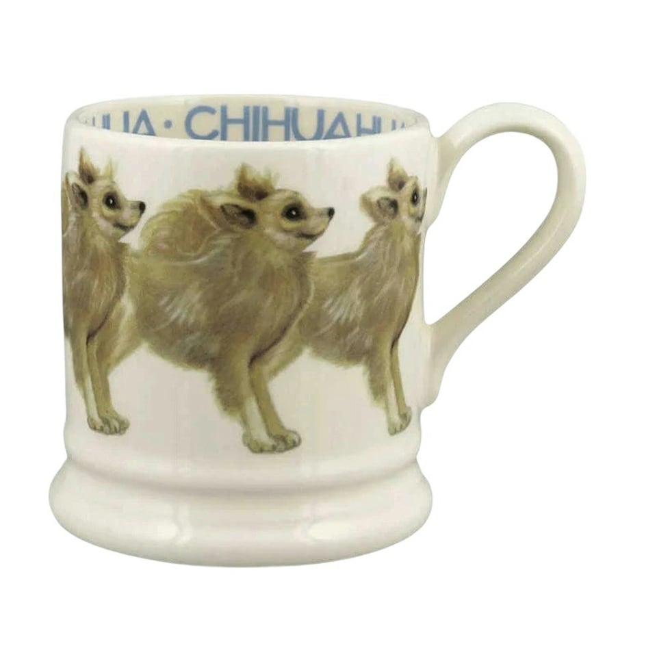 Mug: 1 x 300ml Emma Bridgewater Chihuahua 1/2 Pint Mug, Ceramic White