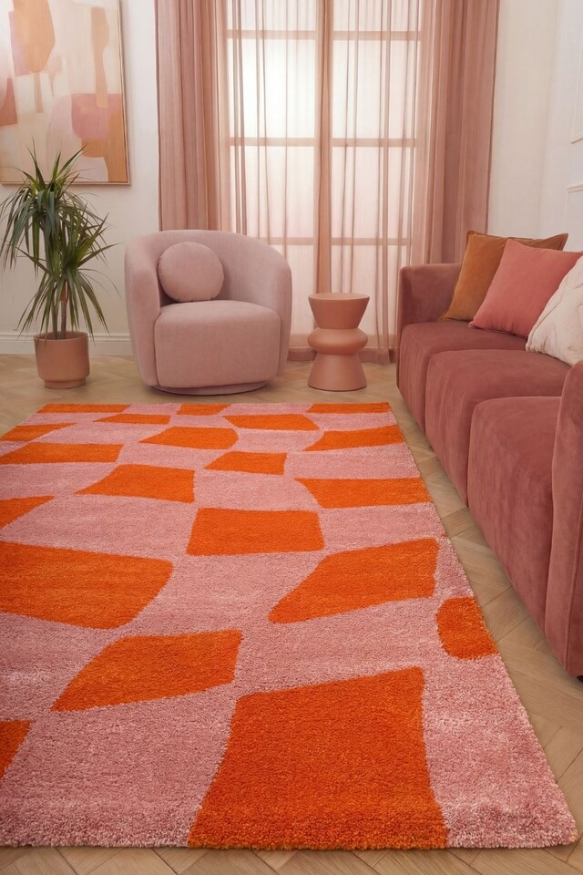 image 1 of The Rugs Joli Collection Chequered Soft and Dense Pile Living Room and Bedroom Floor Rug