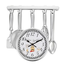Hometime Kitchen Utensil Style Wall Clock 35cm Silver